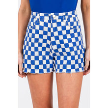 Load image into Gallery viewer, GAME DAY CHECKERED FRAYED HEM CASUAL SHORTS: WASHED RED / S-M-L(2-2-2)