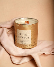 Load image into Gallery viewer, Velvet Cowboy - Cedarwood + Lavender 10 oz Gold Glass Candle