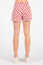 Load image into Gallery viewer, GAME DAY CHECKERED FRAYED HEM CASUAL SHORTS: WASHED RED / S-M-L(2-2-2)