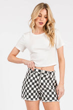 Load image into Gallery viewer, GAME DAY CHECKERED FRAYED HEM CASUAL SHORTS: WASHED RED / S-M-L(2-2-2)