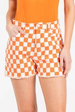 Load image into Gallery viewer, GAME DAY CHECKERED FRAYED HEM CASUAL SHORTS: WASHED RED / S-M-L(2-2-2)