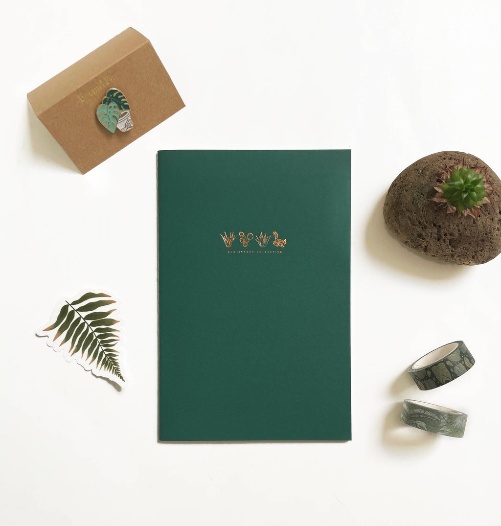 Custom Logo Foil Embossed Medium Saddle Stitch Notebook: Gold / Burgundy