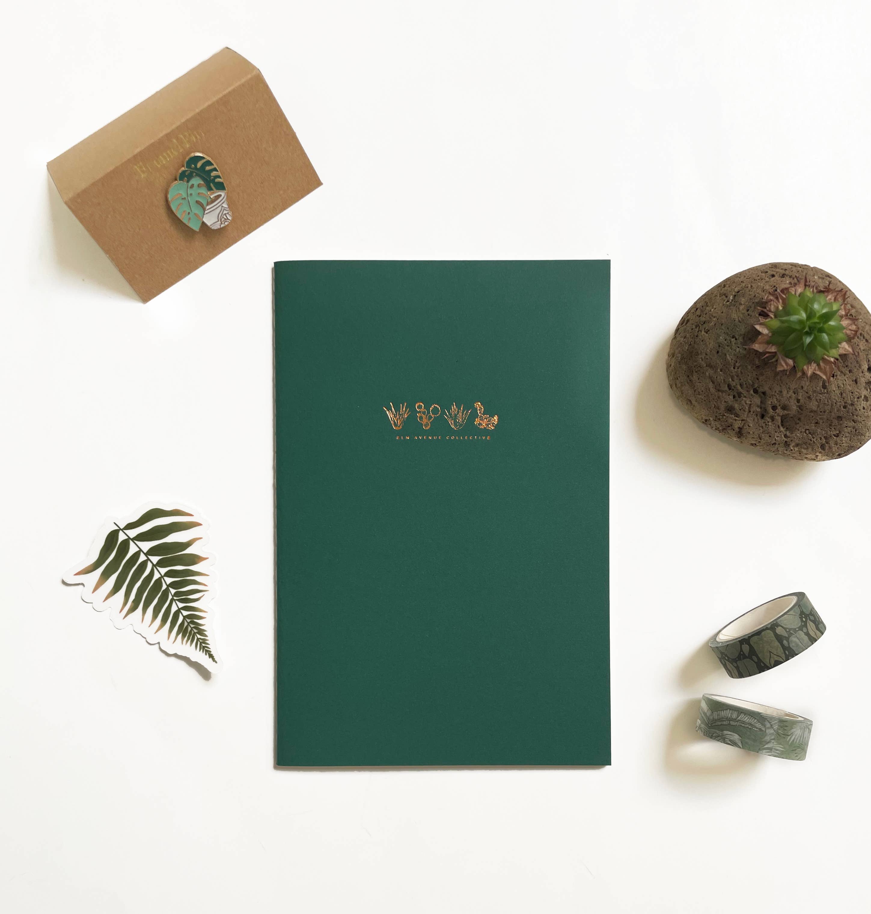 Custom Logo Foil Embossed Medium Saddle Stitch Notebook: Gold / Burgundy