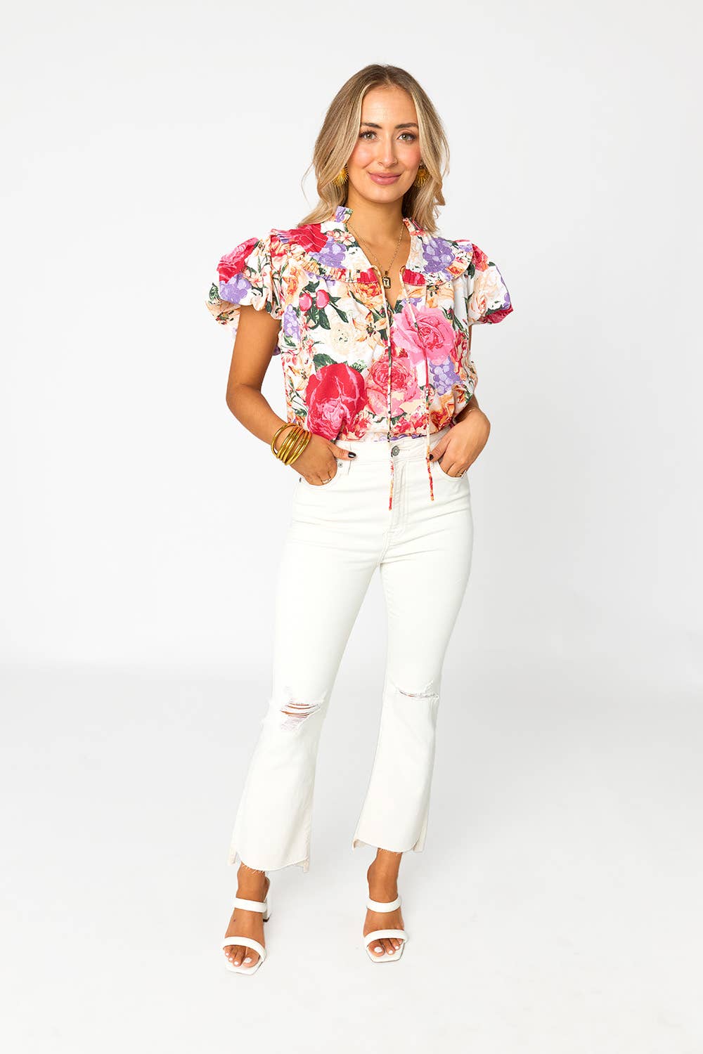 Leeland Love Story Ruffle Sleeve Top