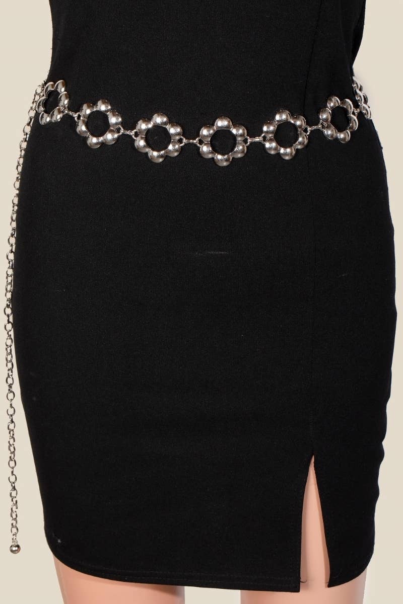 Metallic Bubble Flower Chain Belt