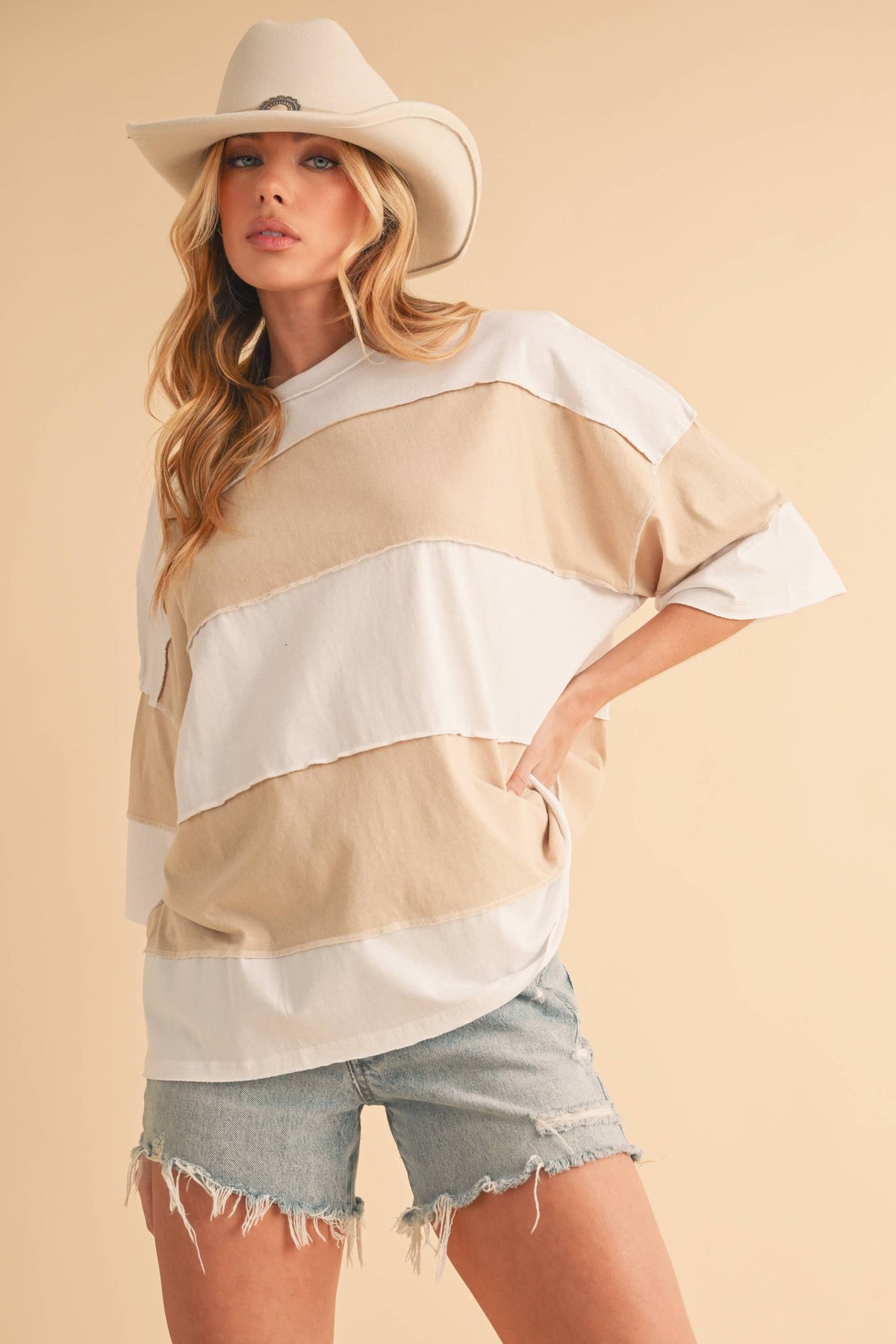 Navy Color Block Top