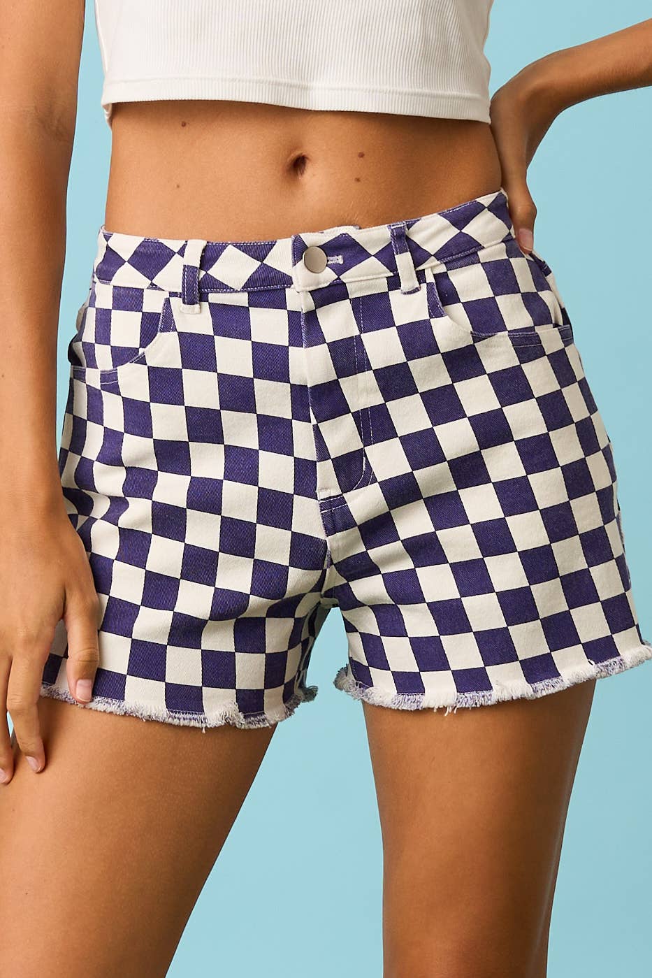 BLACK CHECKERED CASUAL SHORTS