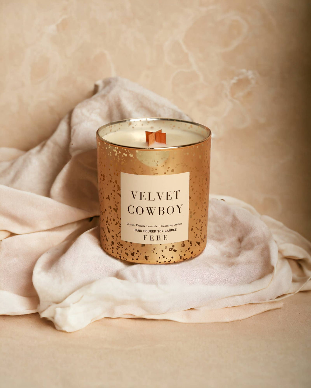 Velvet Cowboy - Cedarwood + Lavender 10 oz Gold Glass Candle