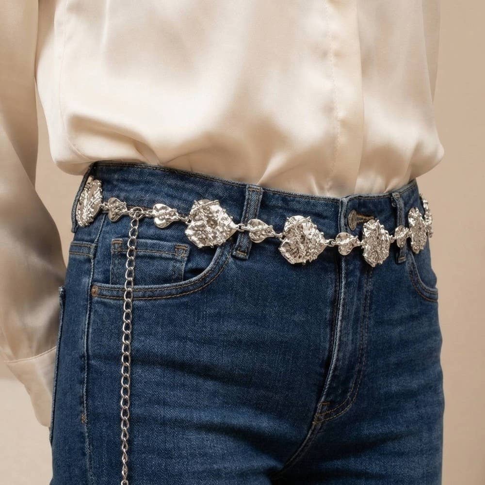 Metallic Chain Wrapped Heart Chain Belt