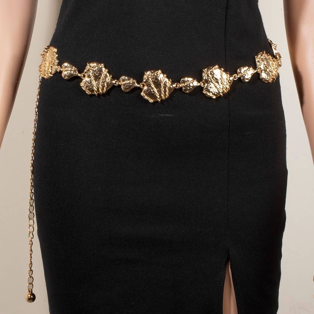 Metallic Chain Wrapped Heart Chain Belt