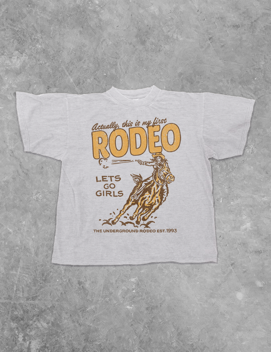 This is My First Rodeo, Western Boxy Cotton TShirt: Ivory / M