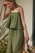 Green Print Spaghetti Strap Top