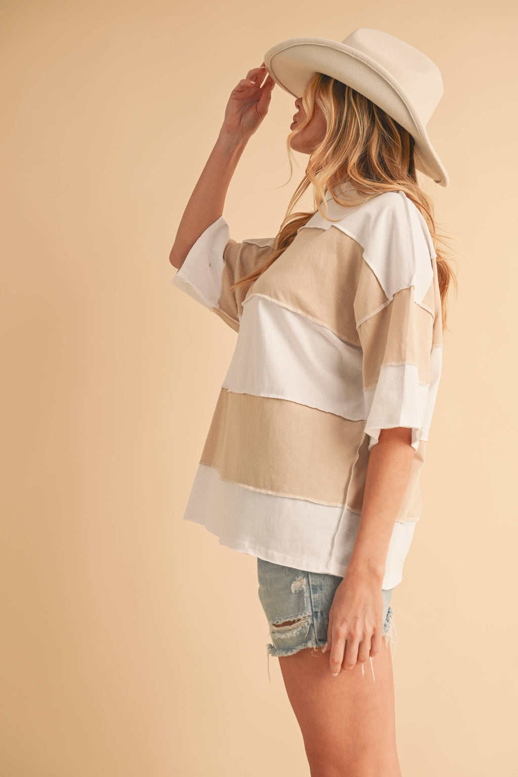 Navy Color Block Top