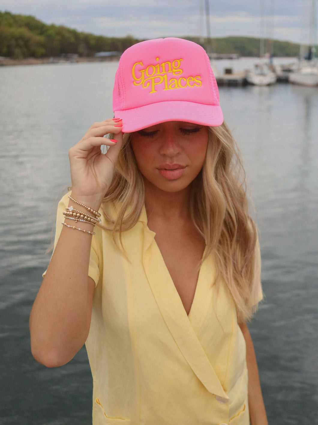 GOING PLACES PINK TRUCKER HAT