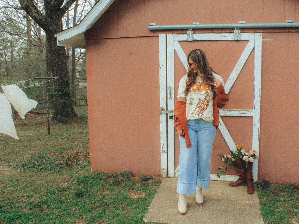 This is My First Rodeo, Western Boxy Cotton TShirt: Ivory / M