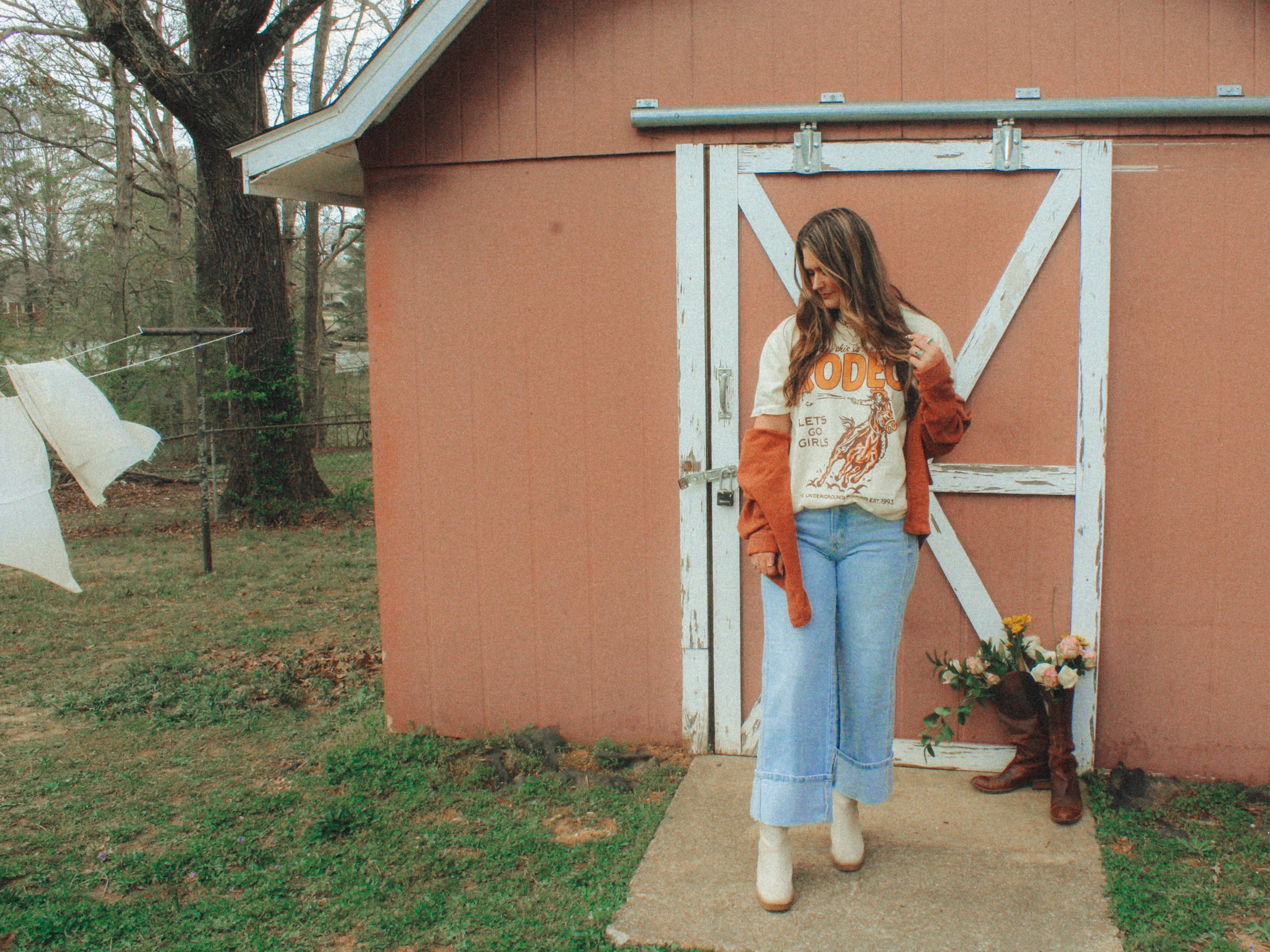 This is My First Rodeo, Western Boxy Cotton TShirt: Ivory / M