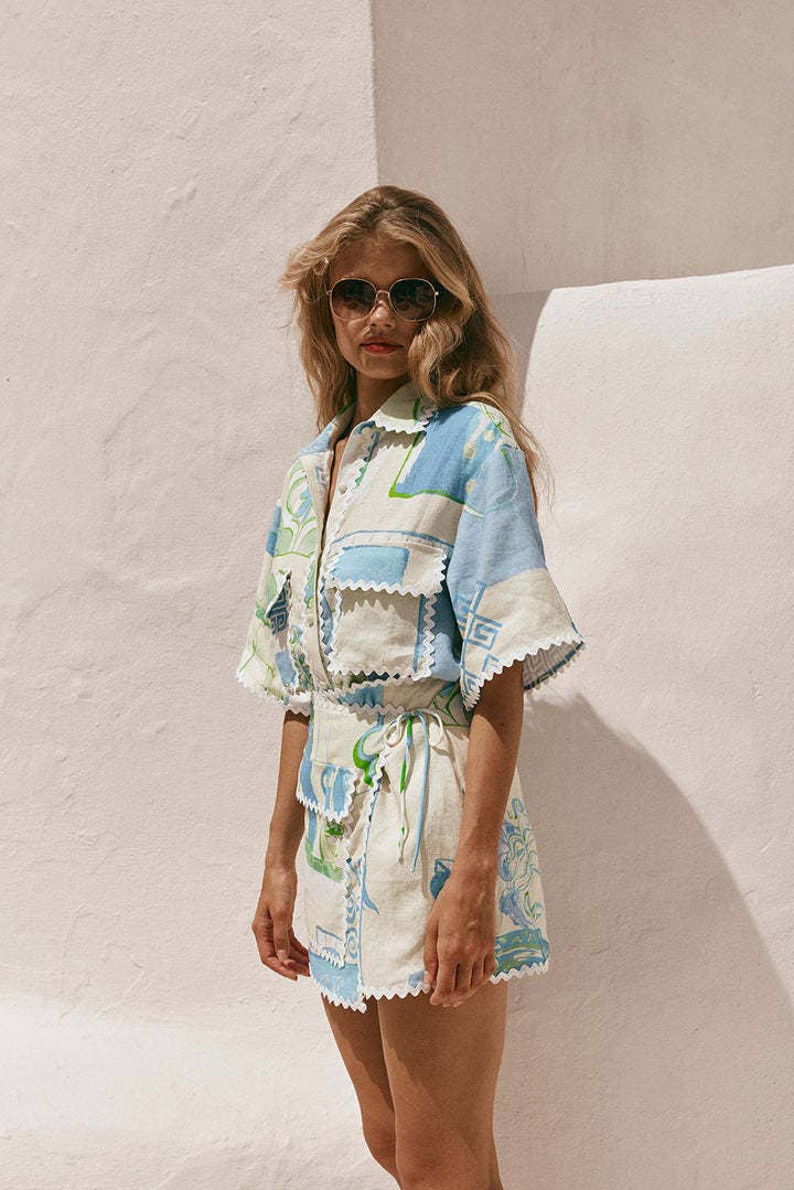 Mykonos Lace Shirt & Skirt Set