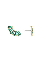 Load image into Gallery viewer, Baguette Crystal Three-In-One 18k Gold Plated Ear Crawlers: Clear Crystals / One Size
