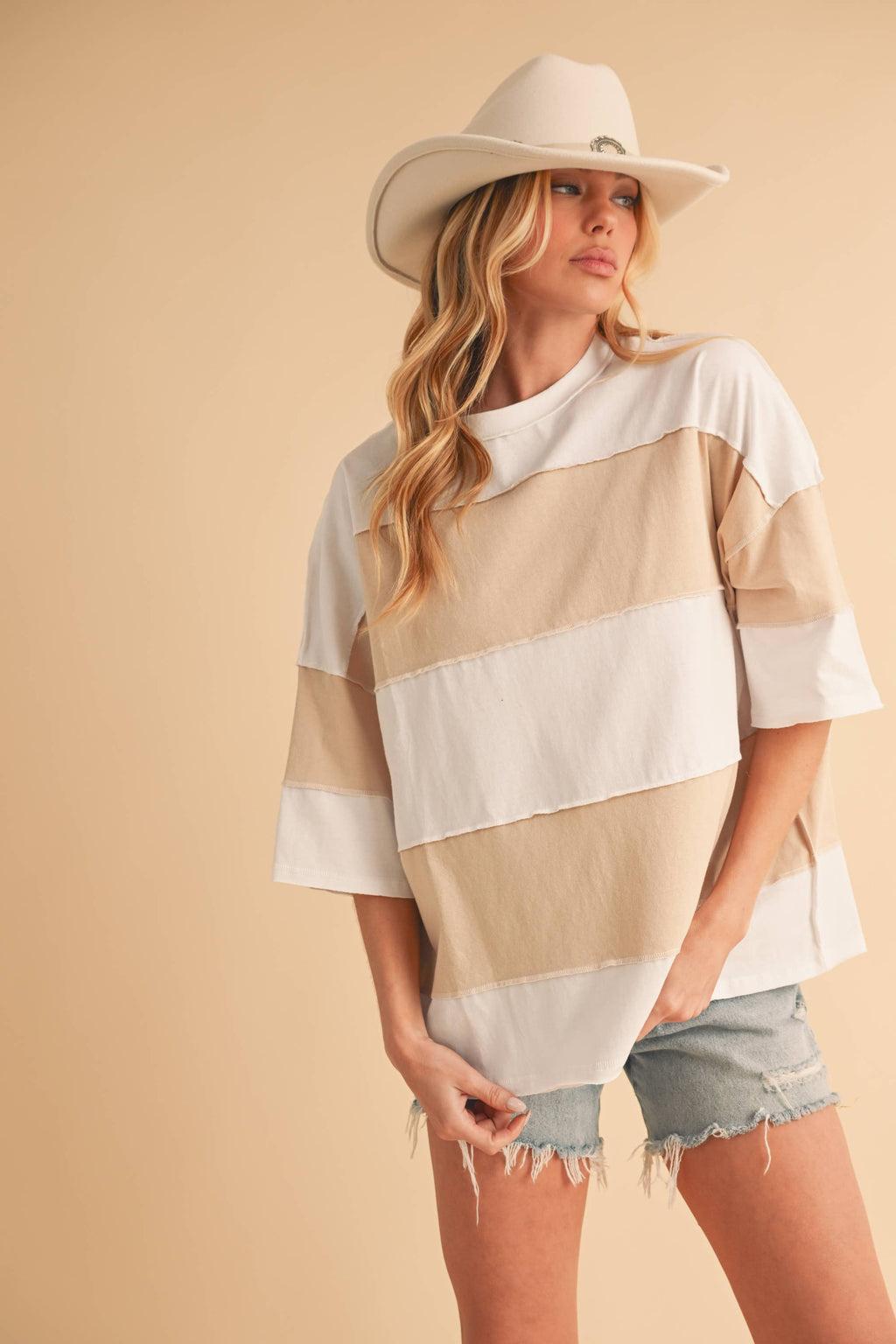 Navy Color Block Top
