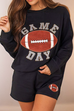 Load image into Gallery viewer, GAME DAY Rugby Football Graphic Pullover and Shorts Set: Black / Missy / L

