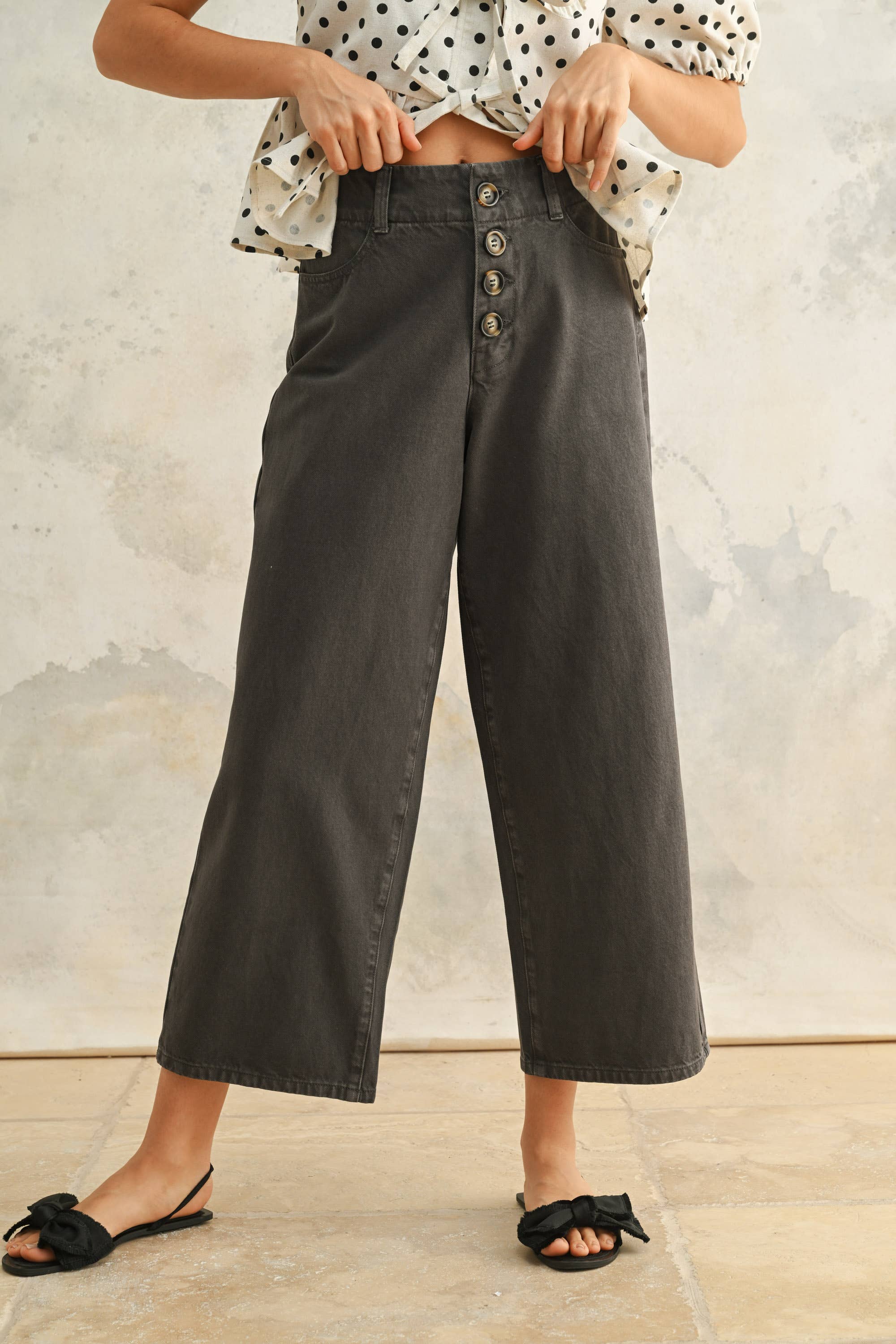 Button Front Detail Trousers
