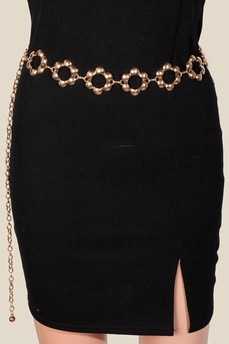Metallic Bubble Flower Chain Belt