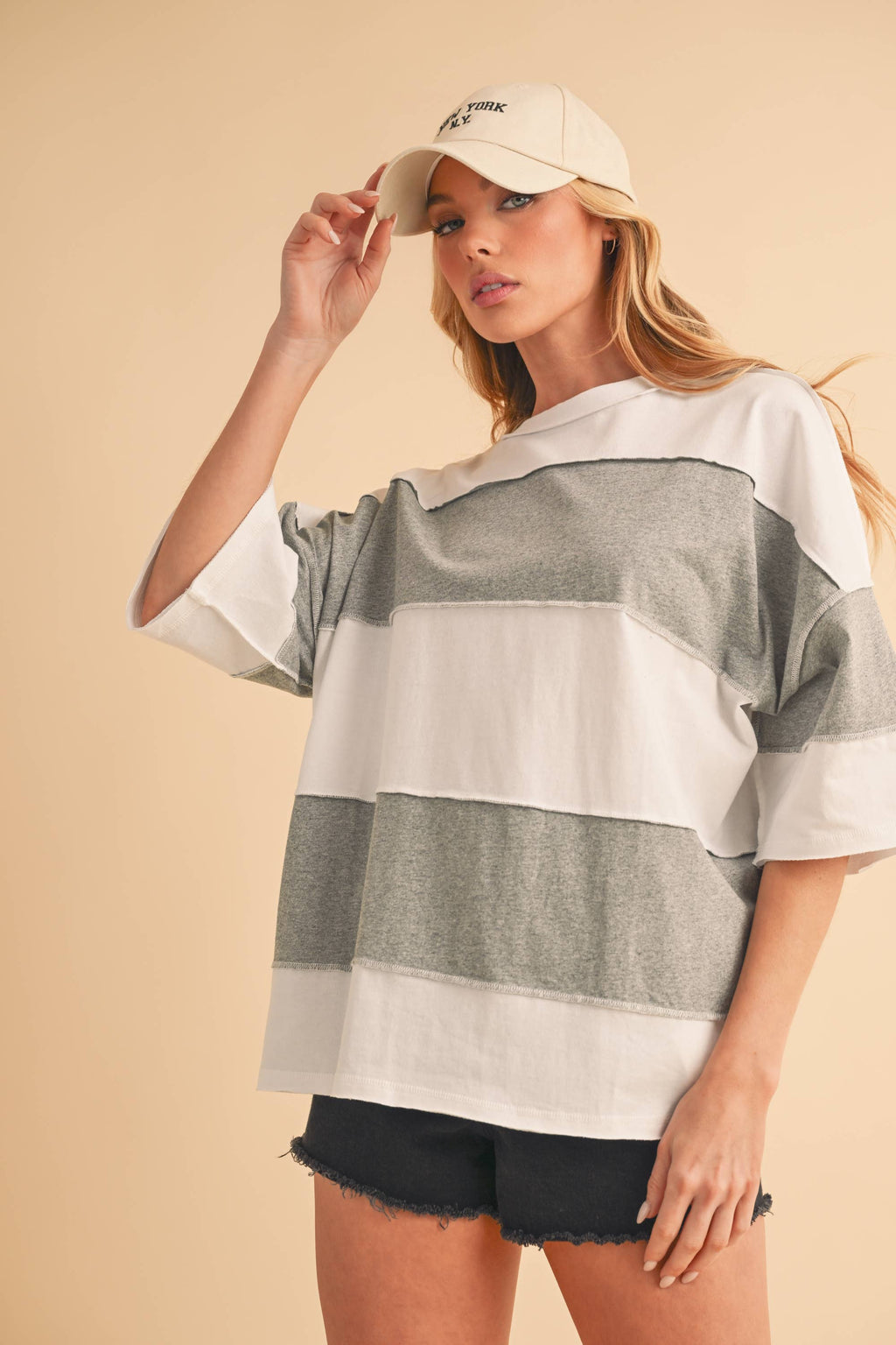 Navy Color Block Top