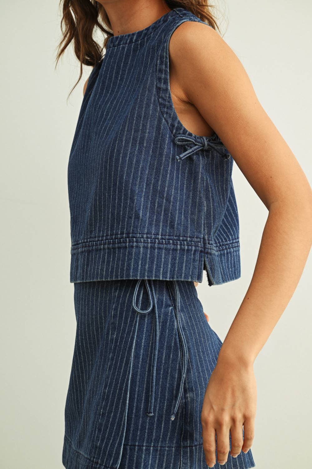 Pinstriped Denim Top