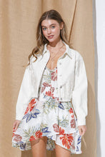 Load image into Gallery viewer, Denim Waist Length Rhinestone Fringe Jacket: CAMEL
