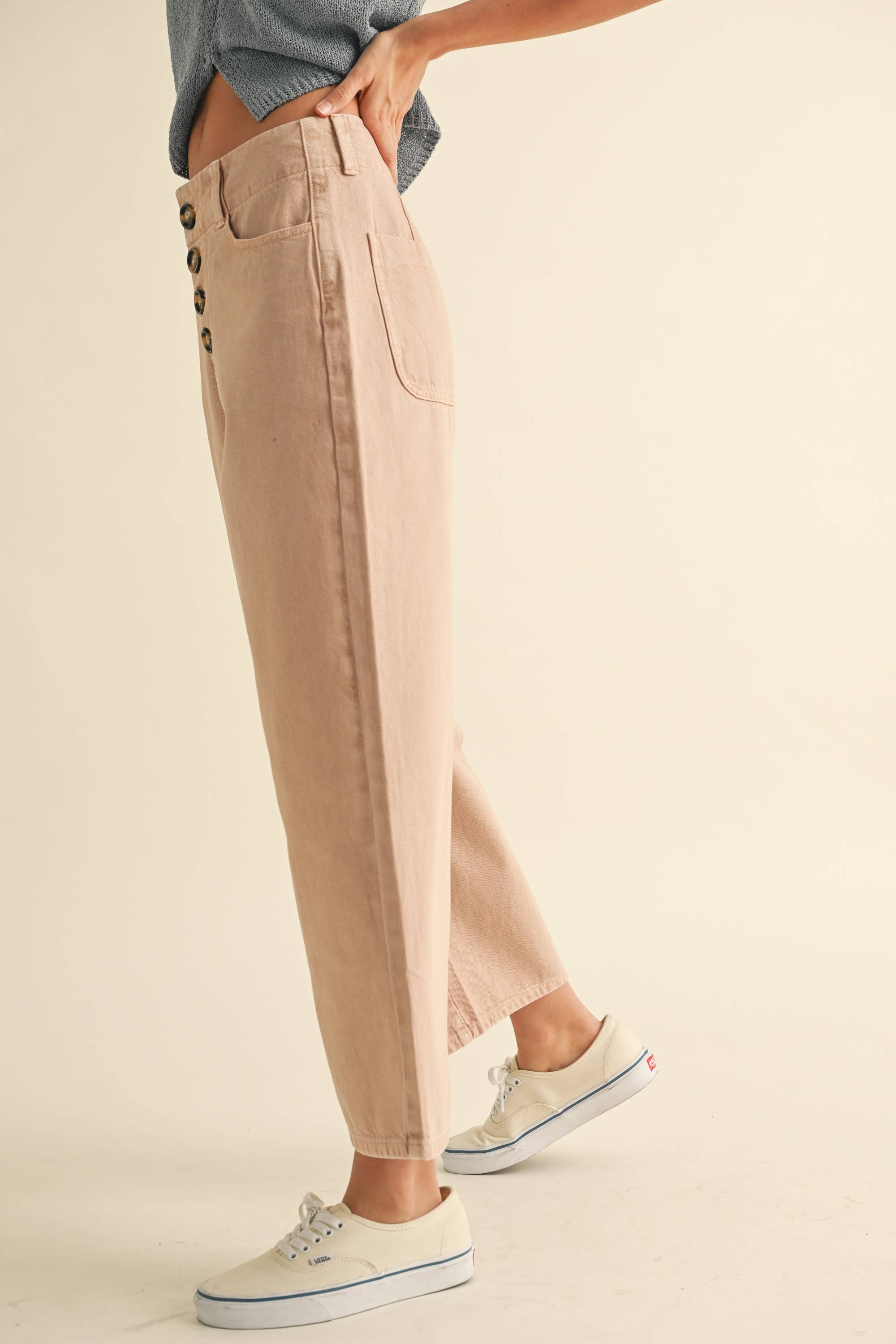 Button Front Detail Trousers