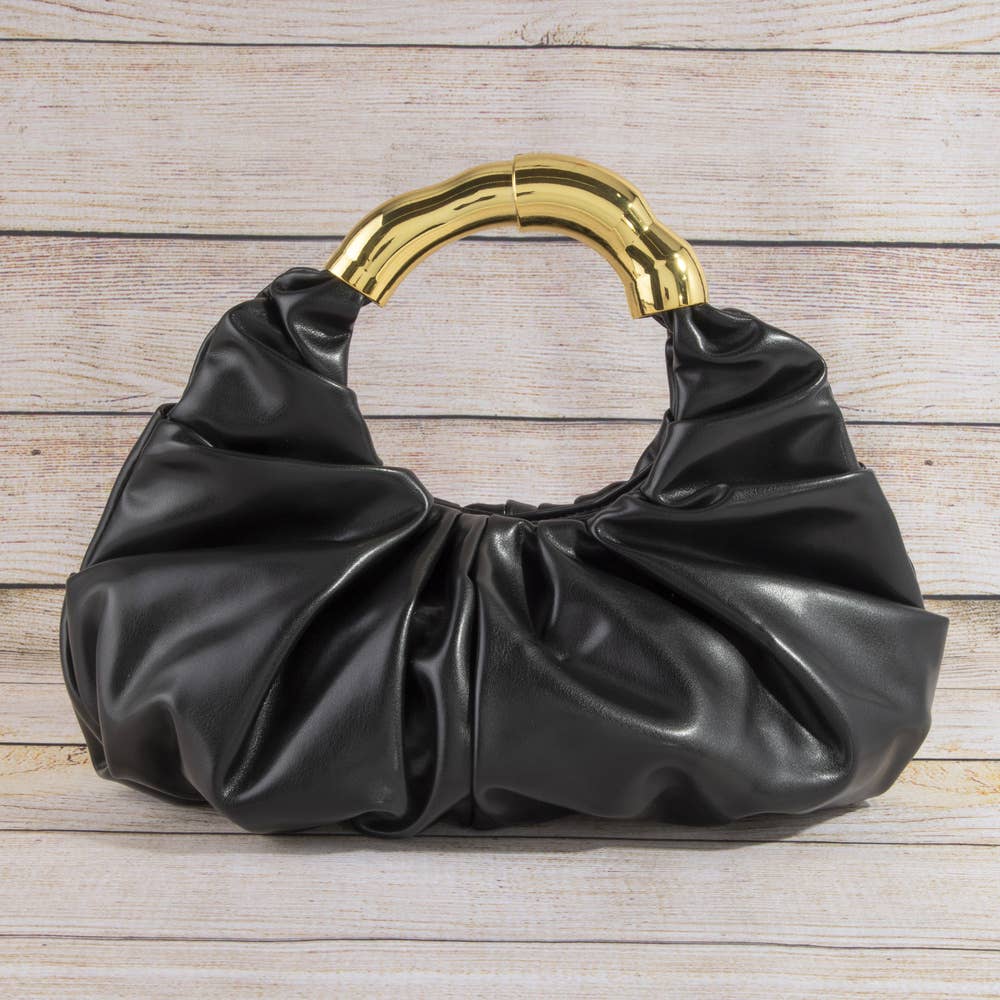 Ruched Vegan Leather Bag