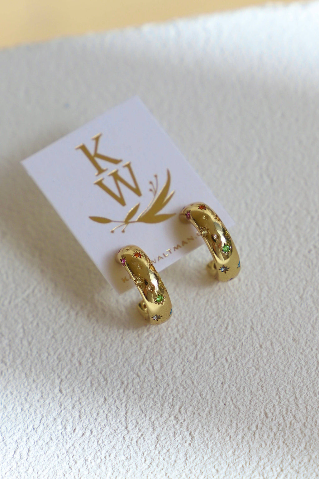 PENNY CZ STAR HOOP: Yellow Gold