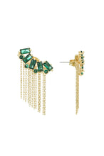 Load image into Gallery viewer, Baguette Crystal Three-In-One 18k Gold Plated Ear Crawlers: Clear Crystals / One Size
