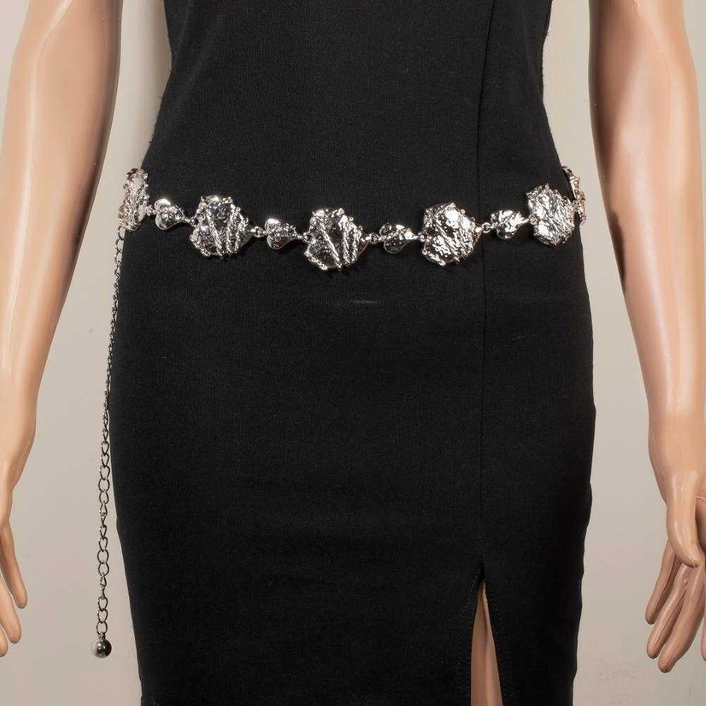 Metallic Chain Wrapped Heart Chain Belt
