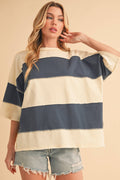 Navy Color Block Top