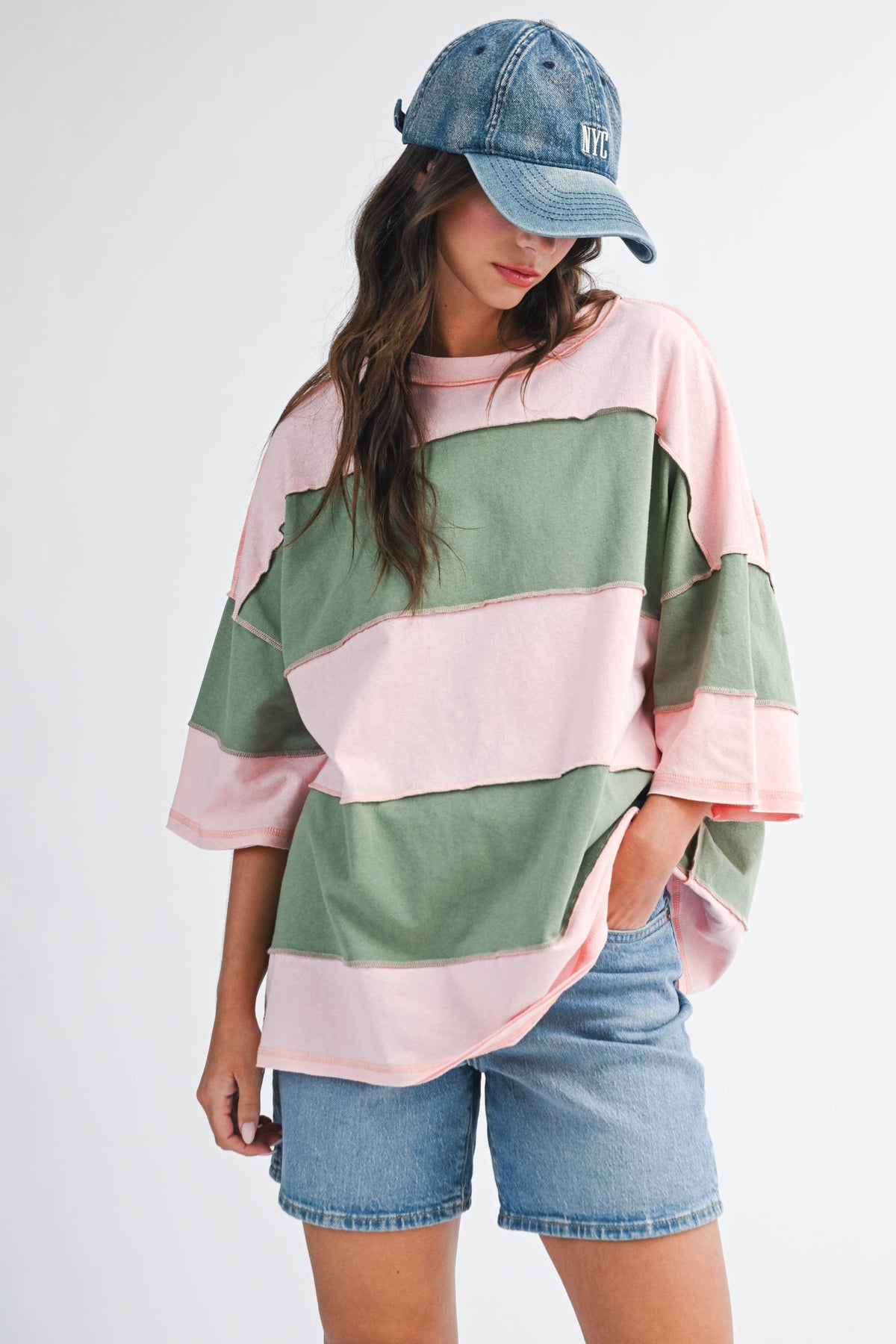 Navy Color Block Top