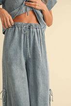 Load image into Gallery viewer, DENIM TIED ON THE SIDE PANTS: SMALL
