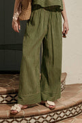 Green Striped Wide Leg Pants