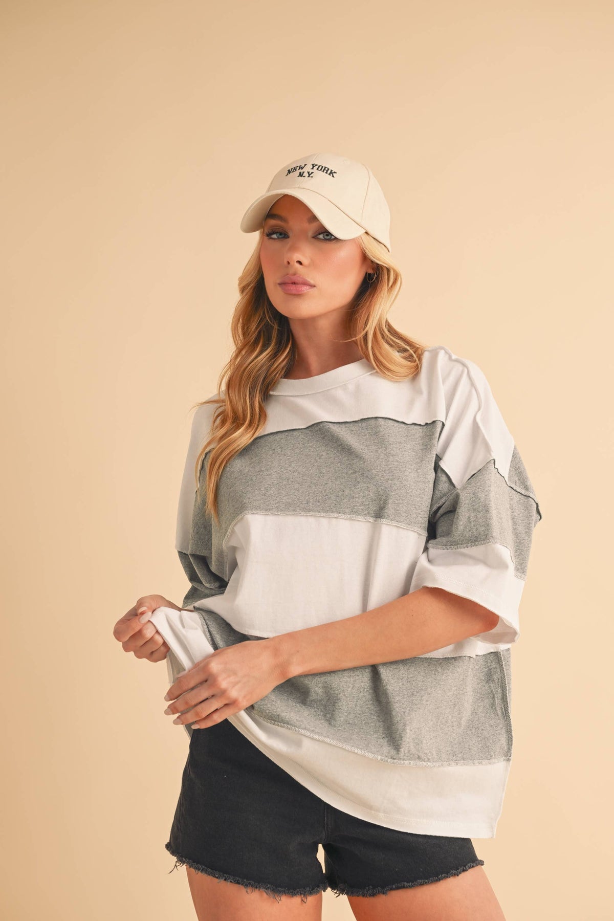 Navy Color Block Top