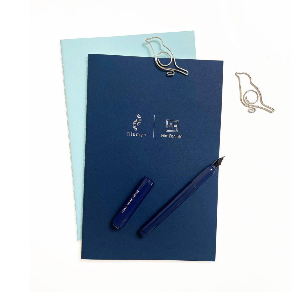Custom Logo Foil Embossed Medium Saddle Stitch Notebook: Gold / Burgundy