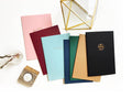 Custom Logo Foil Embossed Medium Saddle Stitch Notebook: Gold / Burgundy