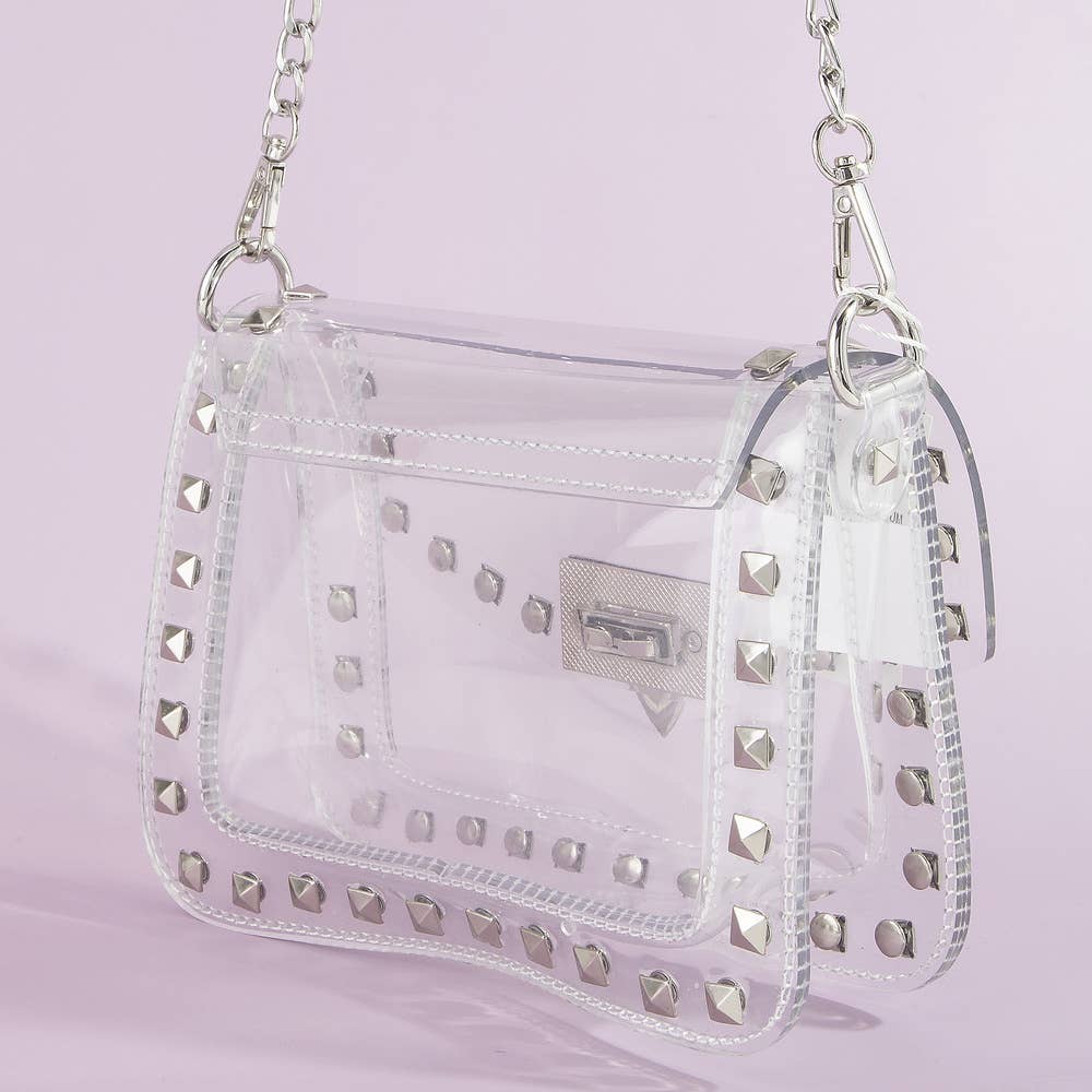 Clear Studded Crossbody Stadium Bag