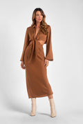 Brown Tight Cut Out Dress