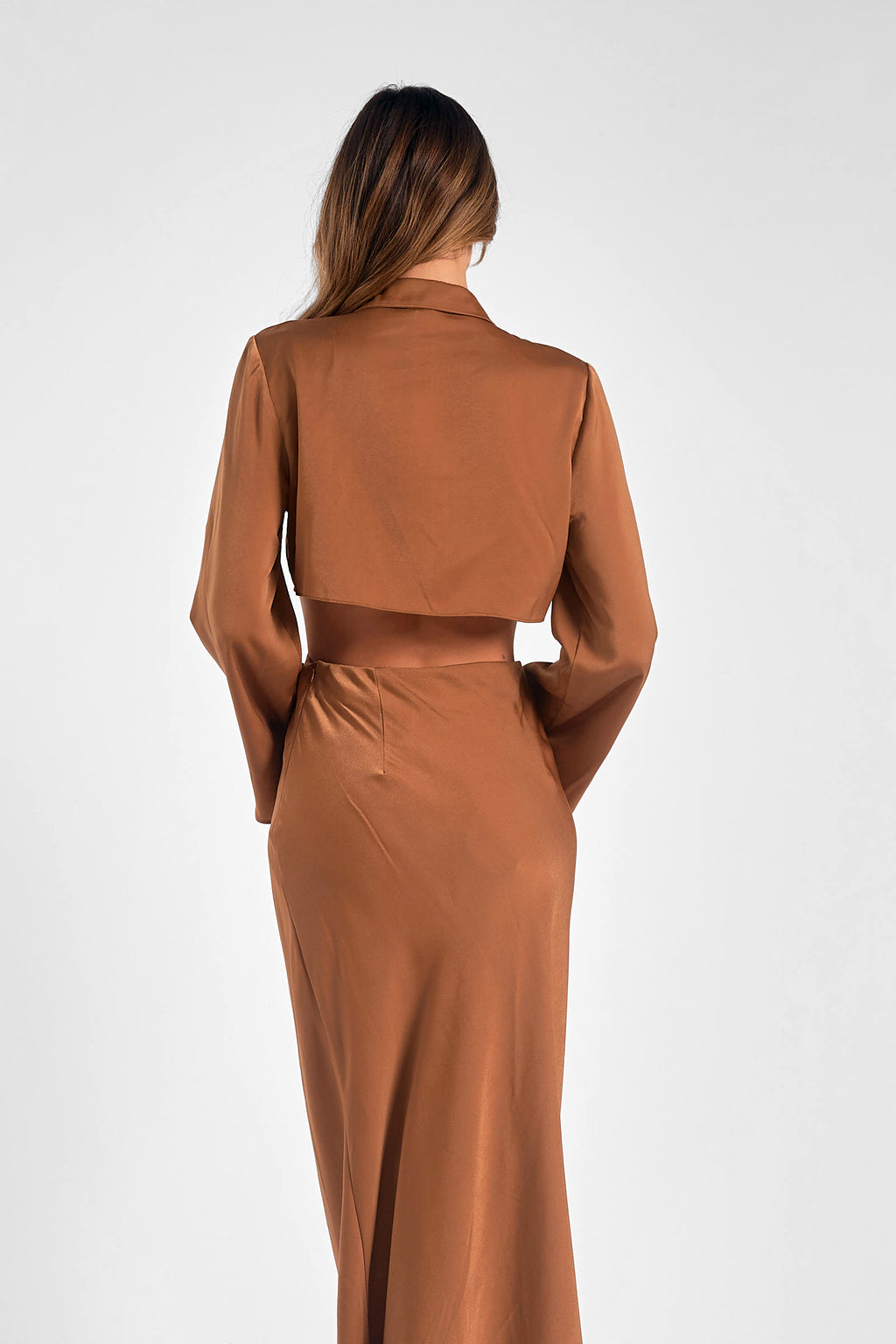 Brown Tight Cut Out Dress