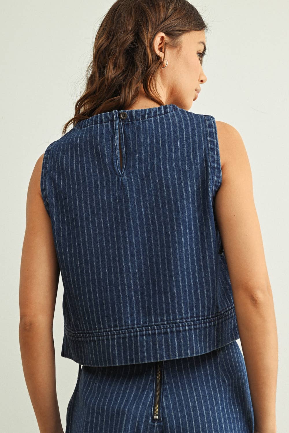 Pinstriped Denim Top