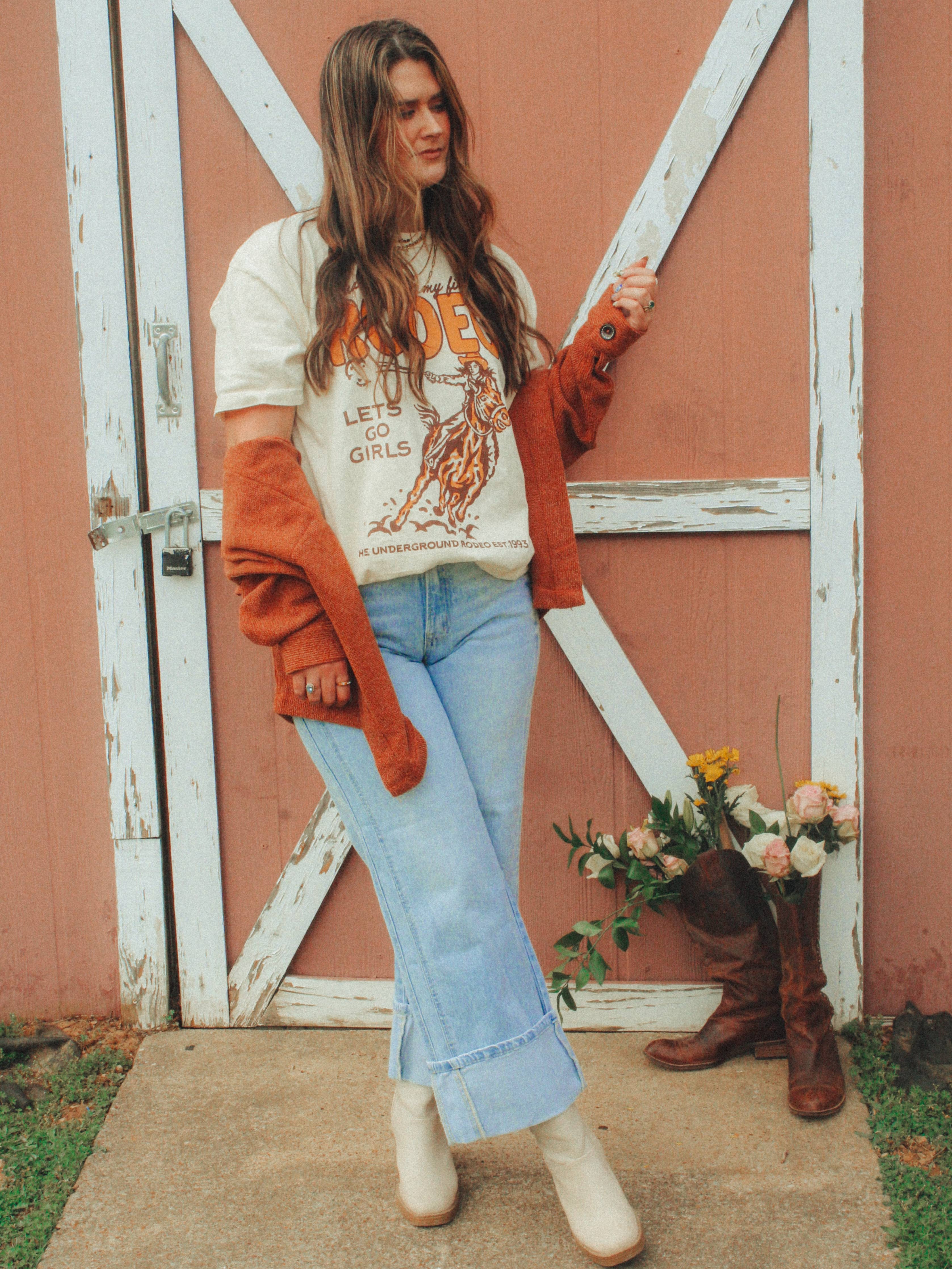This is My First Rodeo, Western Boxy Cotton TShirt: Ivory / M