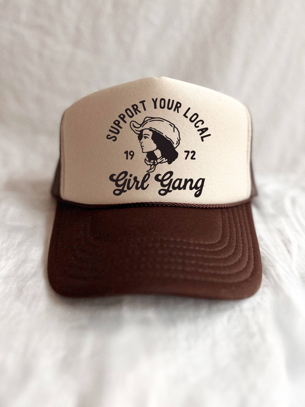 Support Your Local Girl Gang Trucker Hat - Tan/Brown