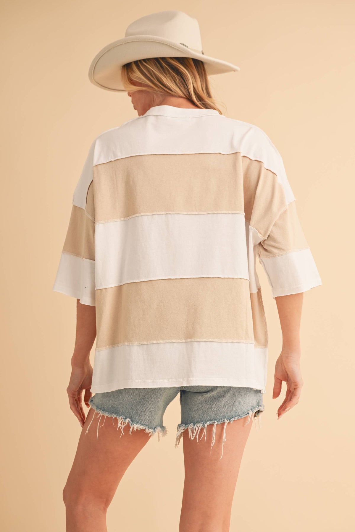 Navy Color Block Top