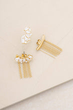 Load image into Gallery viewer, Baguette Crystal Three-In-One 18k Gold Plated Ear Crawlers: Clear Crystals / One Size
