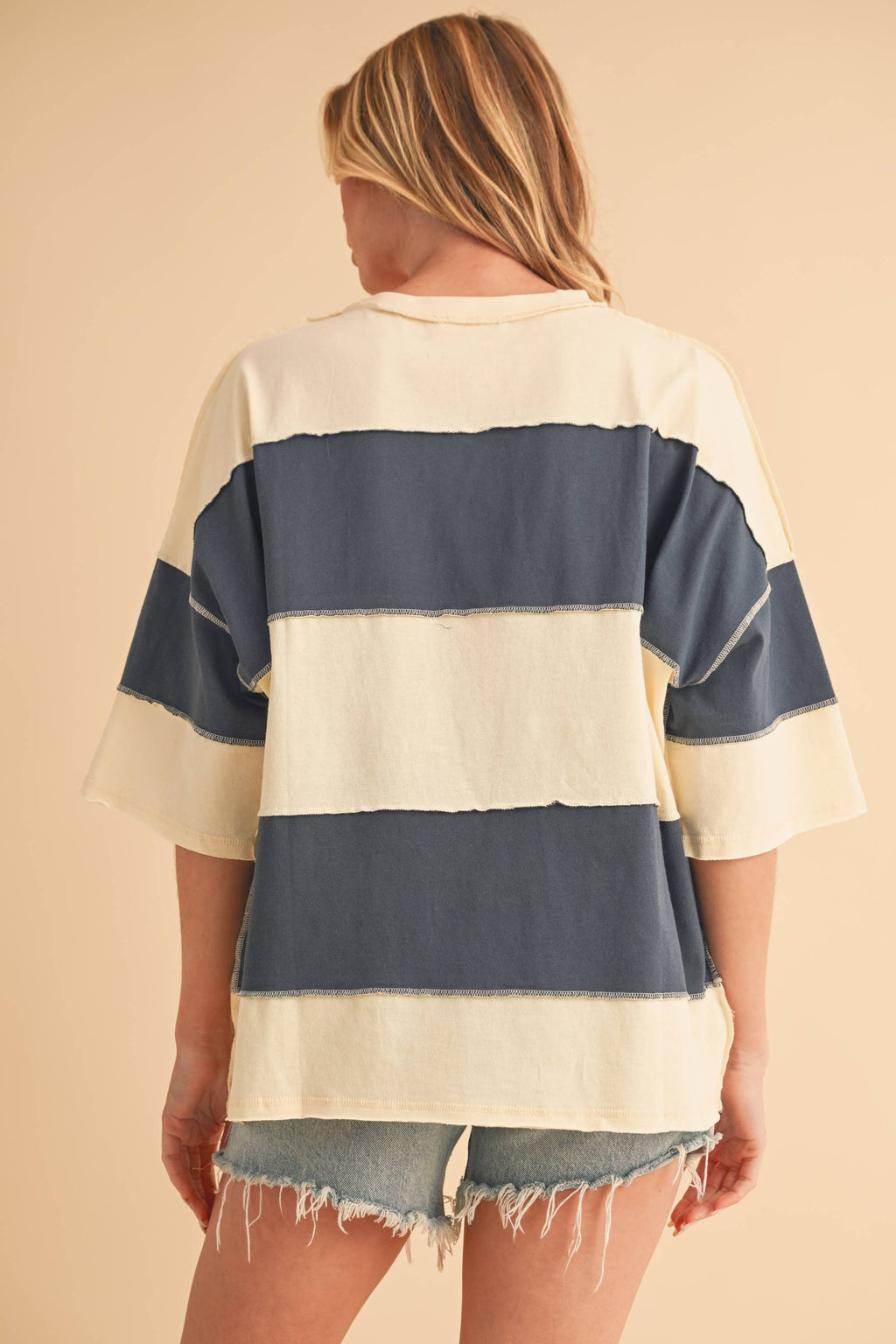 Navy Color Block Top
